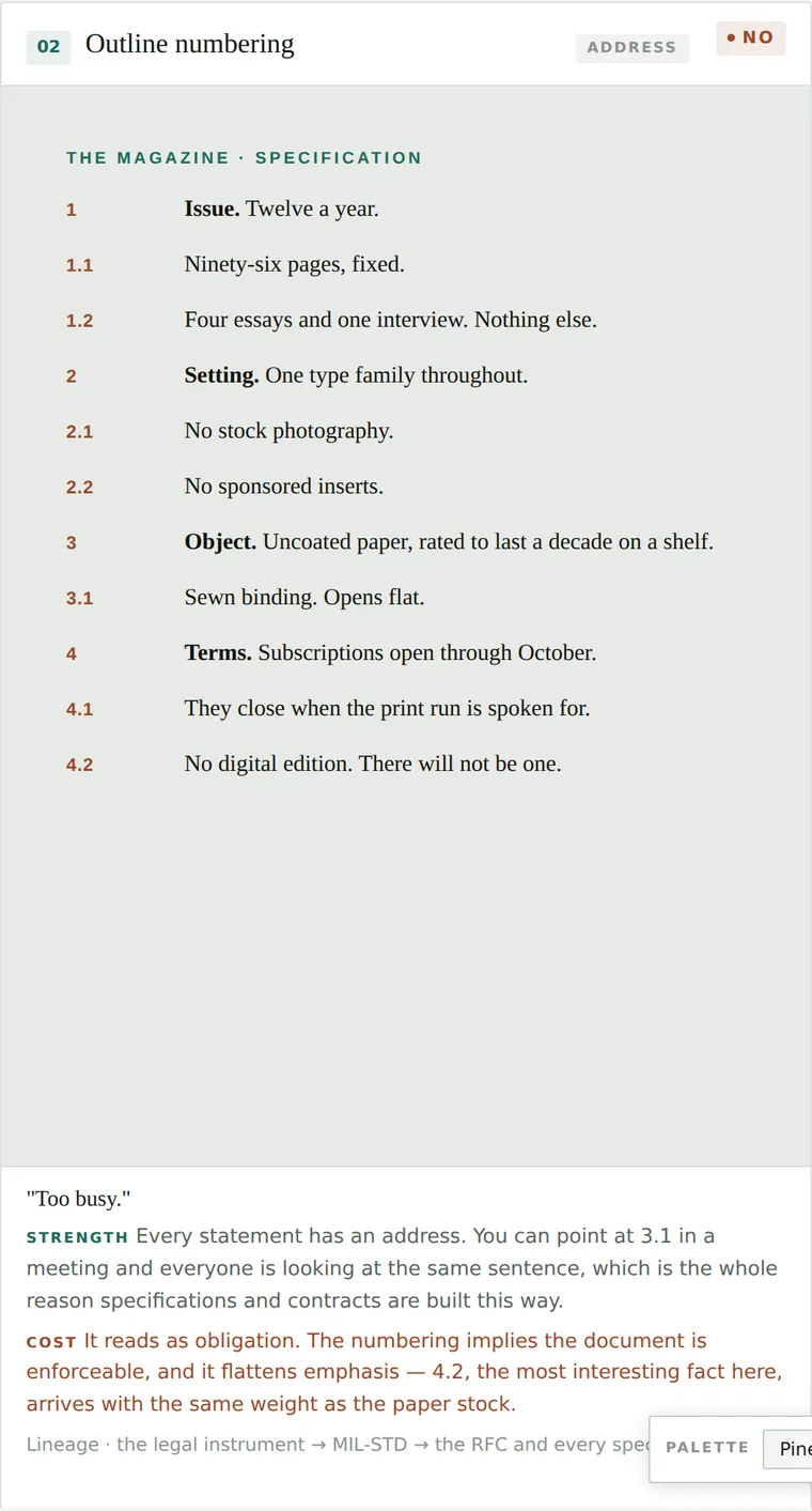 Outline numbering